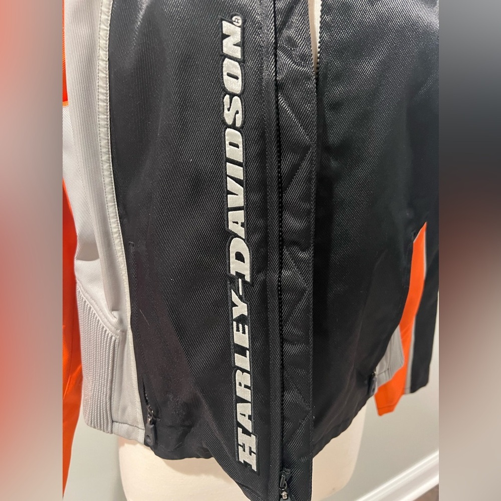 Harley-Davidson Black, Orange, and White Racing Jacket XL Vintage - Picture 2 of 6